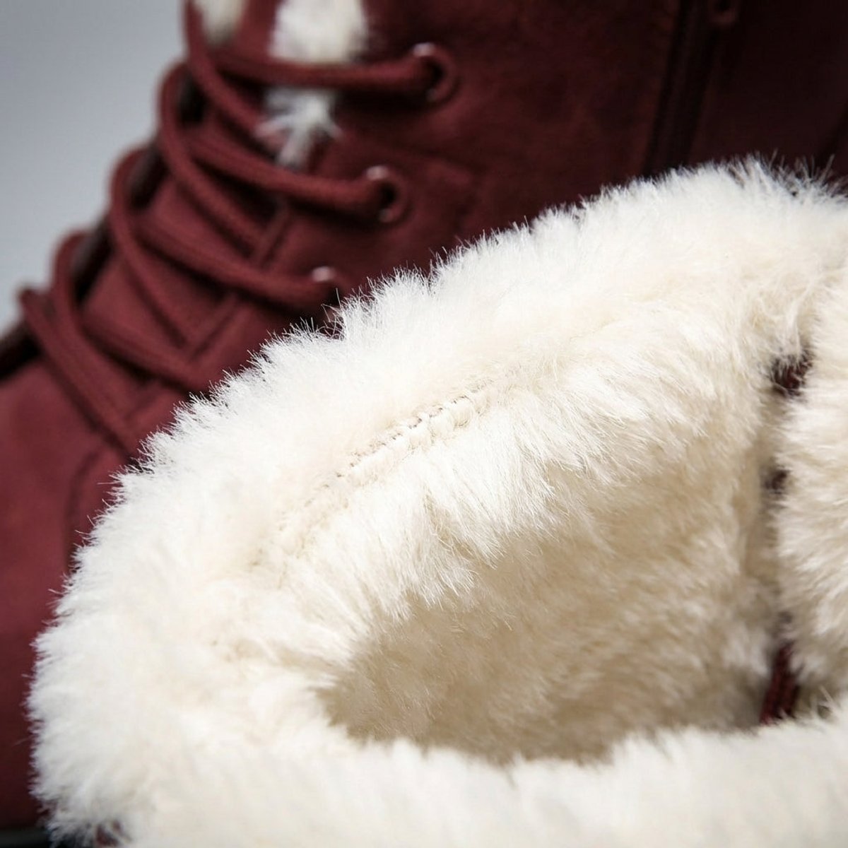 Women's Fur-Lined Lace-Up Suede Ankle Boots