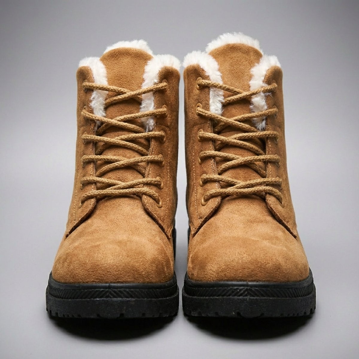 Women's Fur-Lined Lace-Up Suede Ankle Boots