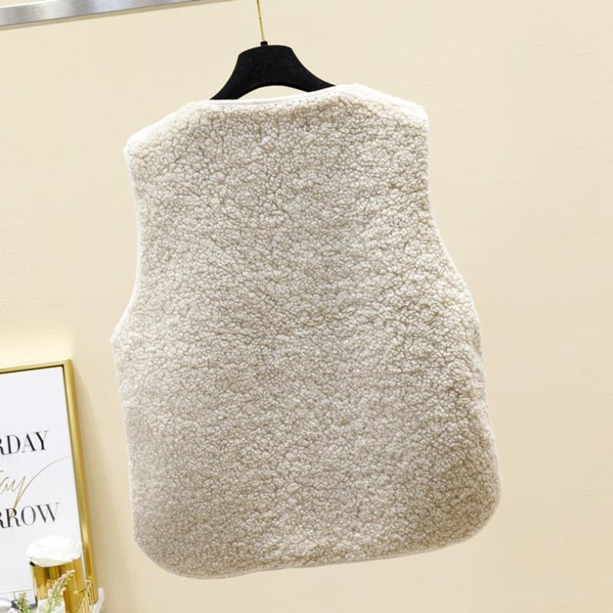 Womens Gilet Sleeveless Teddy Fleece Button-Front Vest