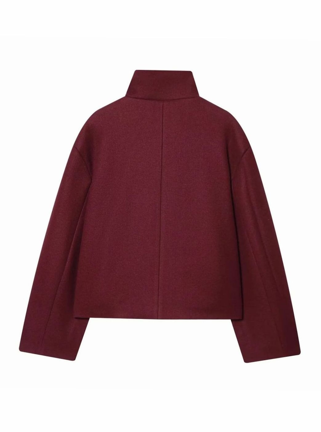 Women's High Neck Wool Blend Stand Collar Button Coat, Beige