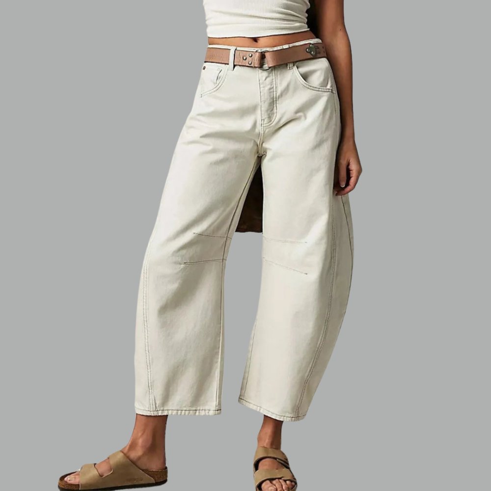 Women's High-Rise Barrel-Leg Acid-Wash Wide-Fit Jeans