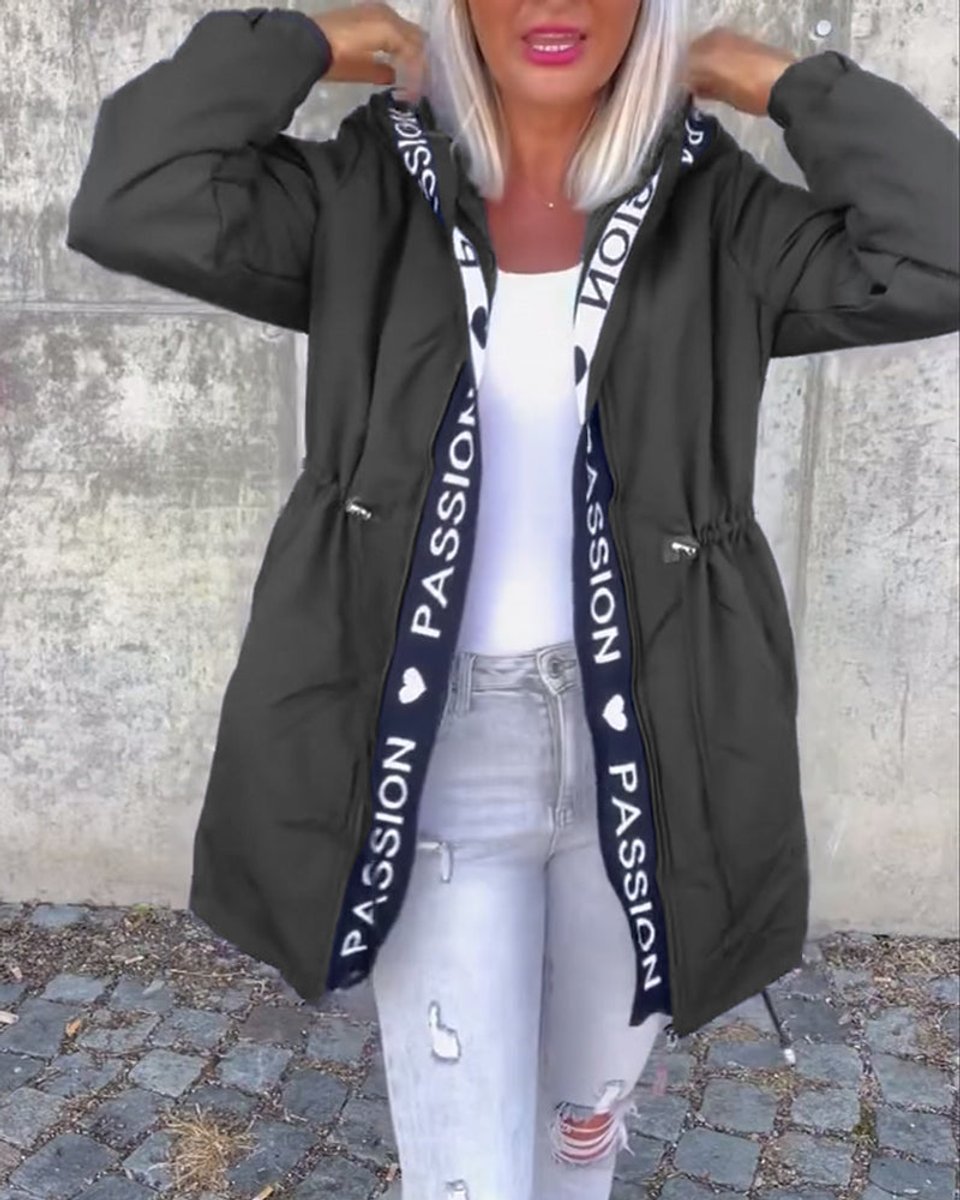 Women's Hooded Drawstring Relaxed-Fit Midi Parka Coat