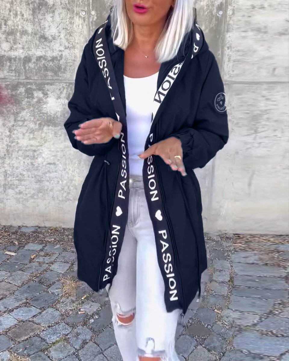Women's Hooded Drawstring Relaxed-Fit Midi Parka Coat