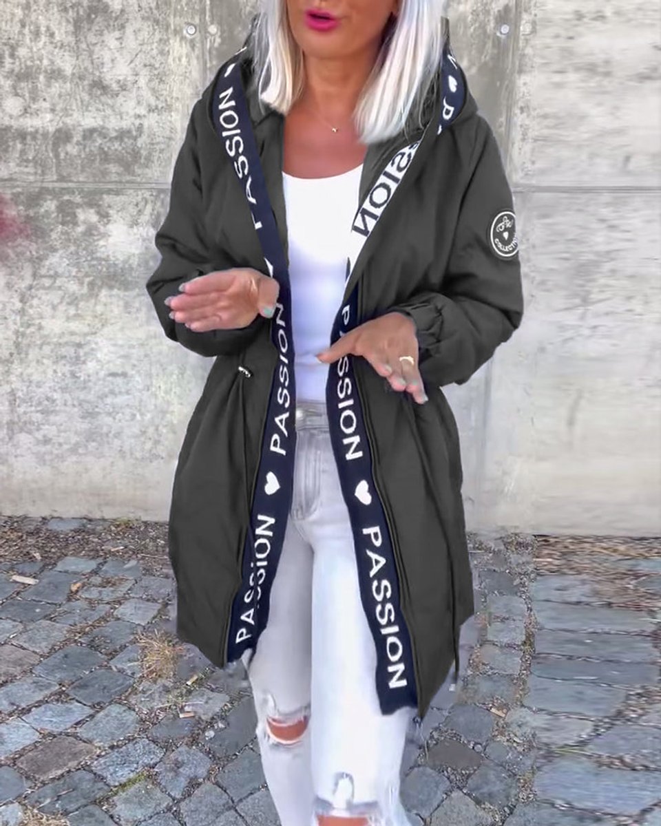 Women's Hooded Drawstring Relaxed-Fit Midi Parka Coat