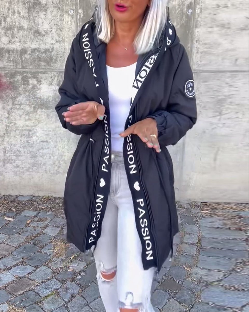 Women's Hooded Drawstring Relaxed-Fit Midi Parka Coat