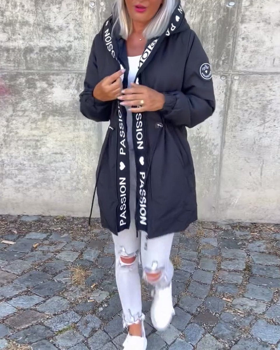 Women's Hooded Drawstring Relaxed-Fit Midi Parka Coat