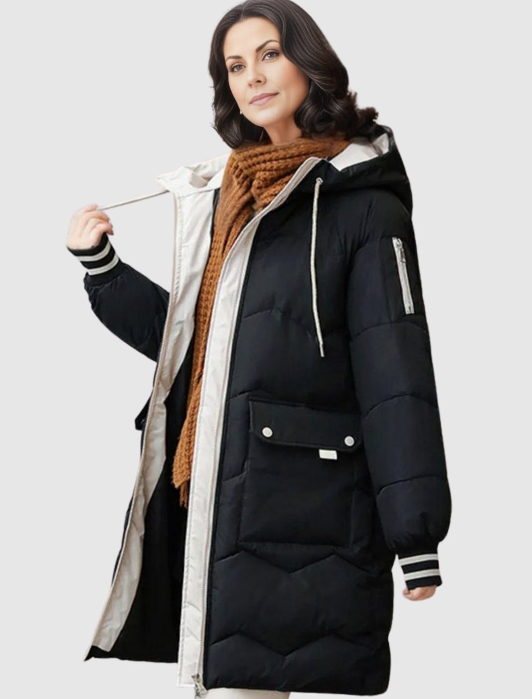Women's Insulated Hooded Mid-Length Padded Winter Coat
