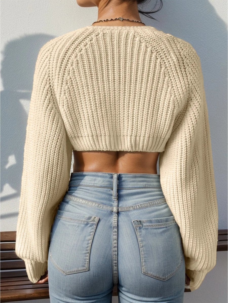 Womens Jumper Cropped Open-Front Ribbed Knit Shrug Cardigan