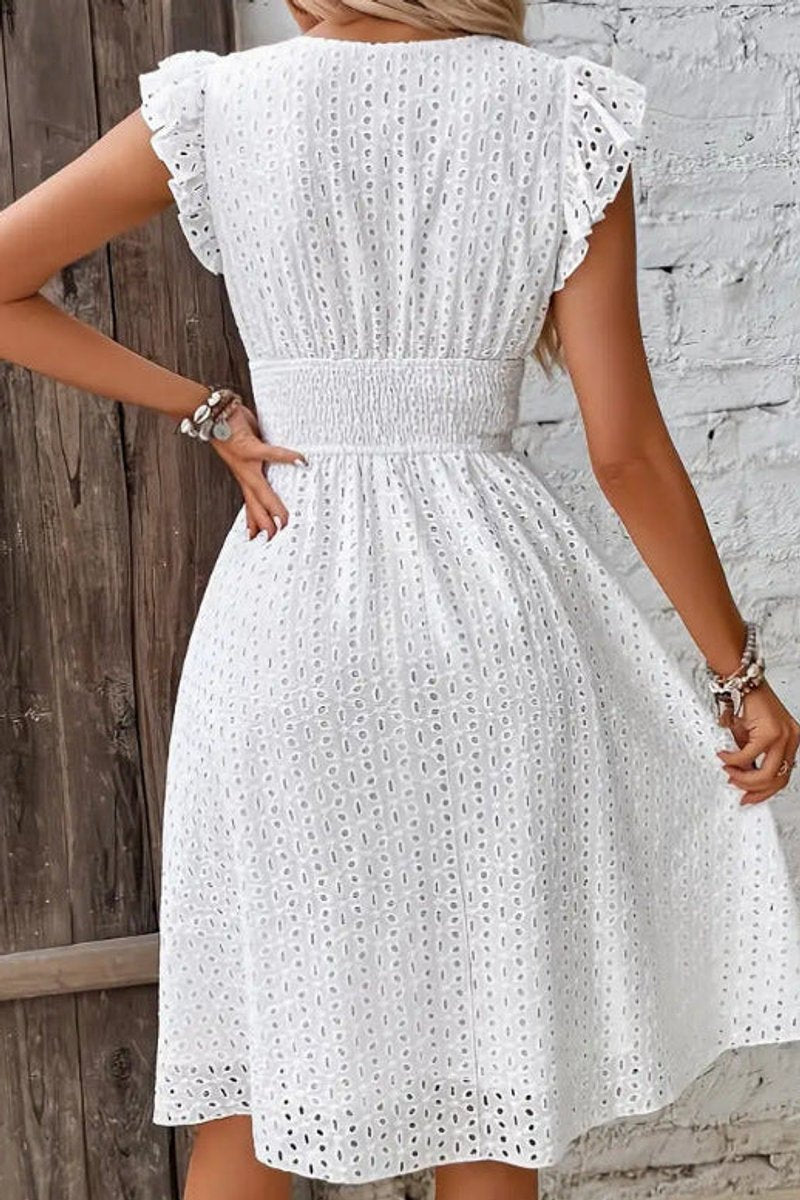 Women's Lace-Trim Spaghetti-Strap Swiss-Dot Cocktail Dress