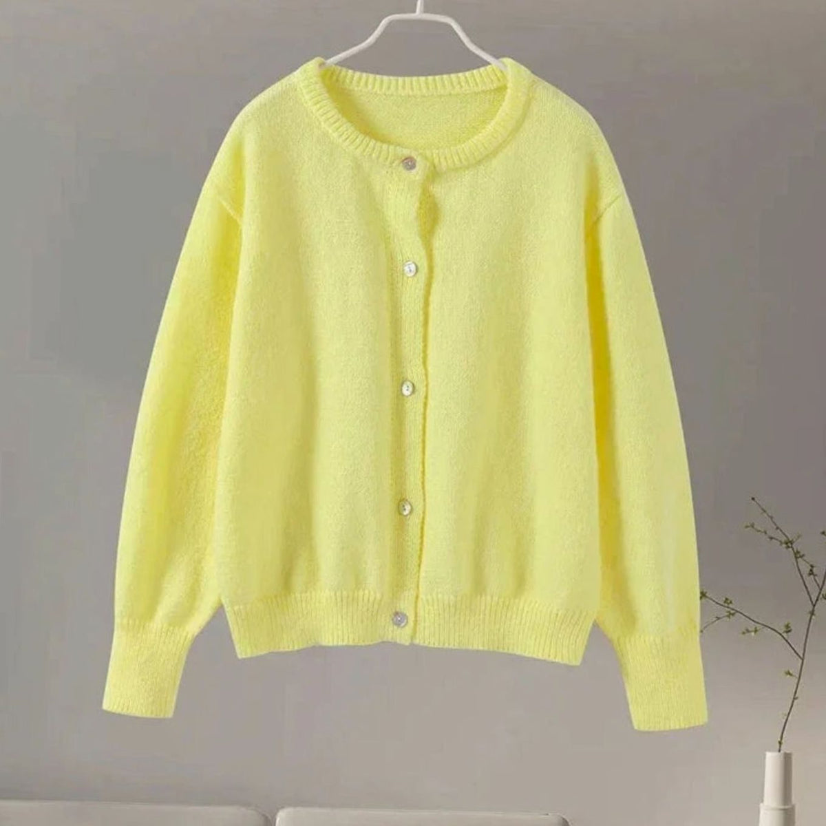 Women's Leopard Print Long-Sleeve Button-Up Cardigan - Yellow