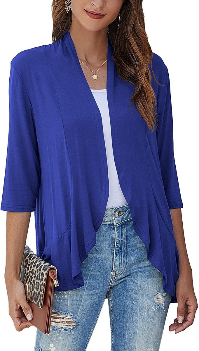 Women's Lightweight Open Front Draped Cardigan - Blue