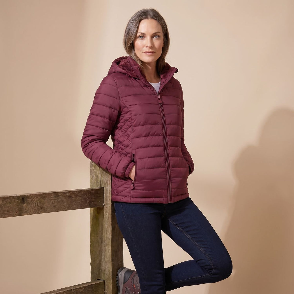 Women's Lightweight Quilted Hooded Puffer Jacket Fleece Lined