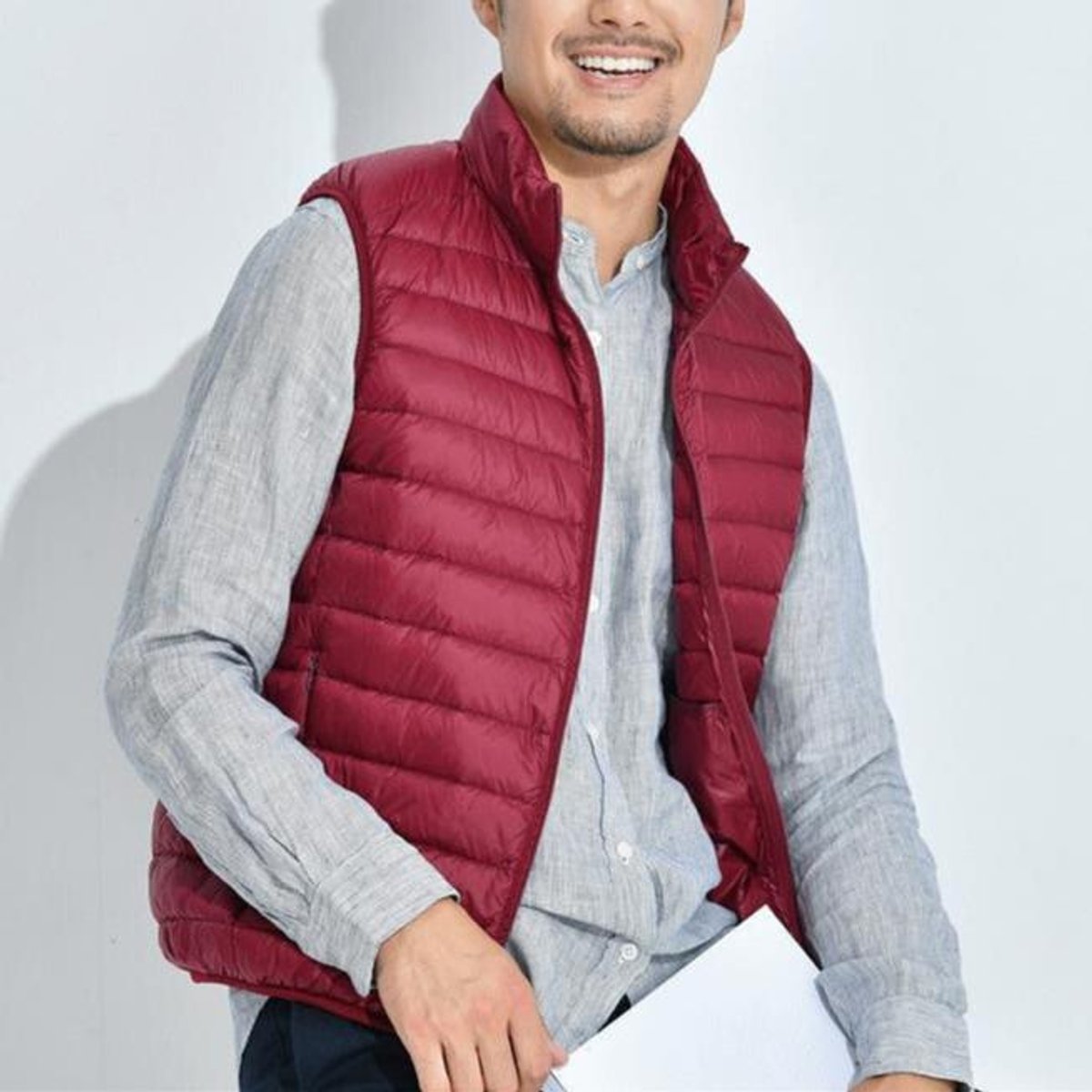 Women's Lightweight Quilted Puffer Vest Zip-Up Gilet - Red