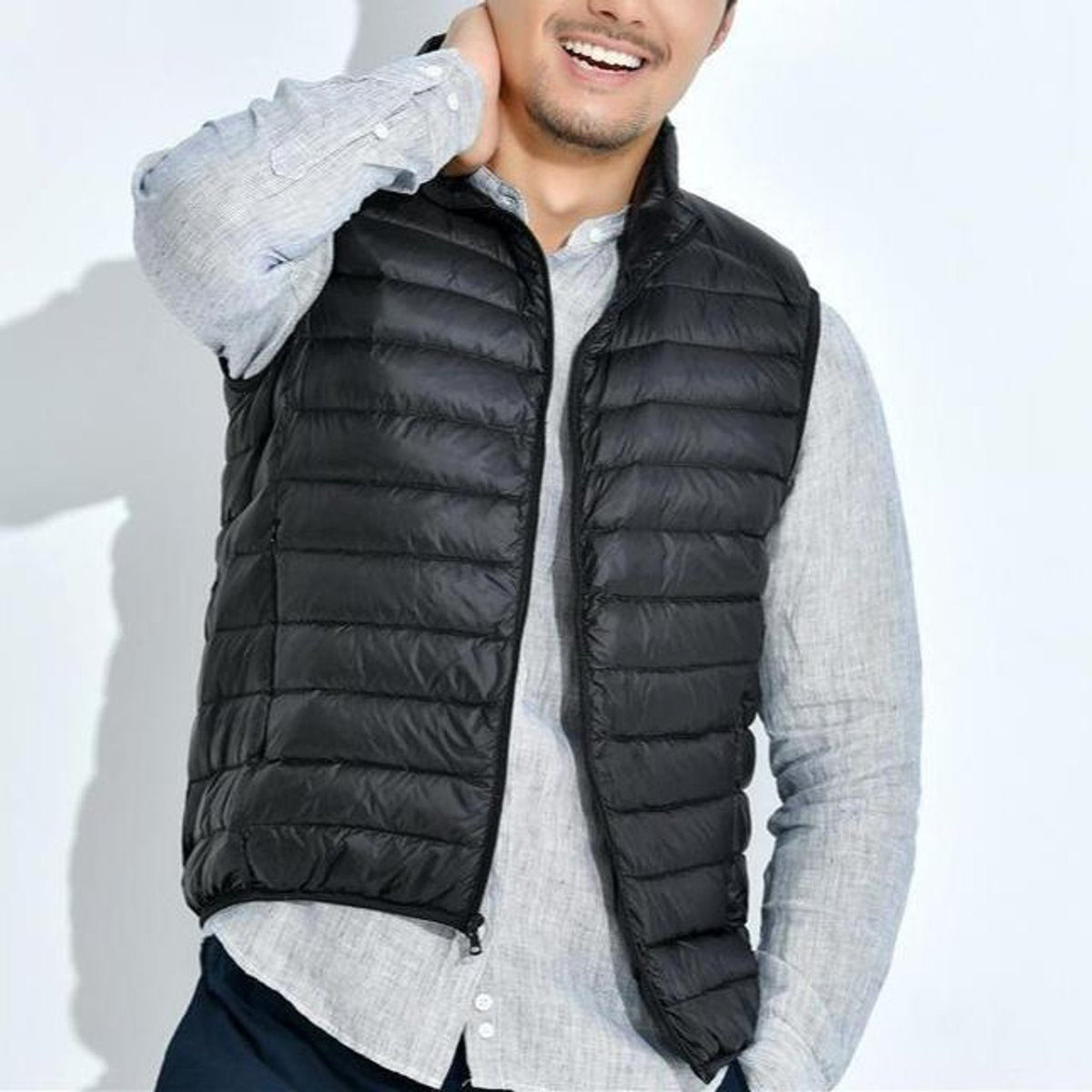 Women's Lightweight Quilted Puffer Vest Zip-Up Gilet - Black