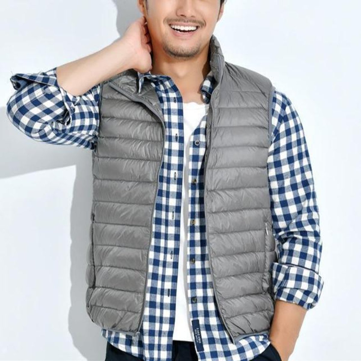 Women's Lightweight Quilted Puffer Vest Zip-Up Gilet - Grey