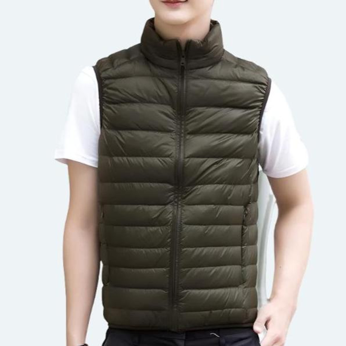 Women's Lightweight Quilted Puffer Vest Zip-Up Gilet - Green
