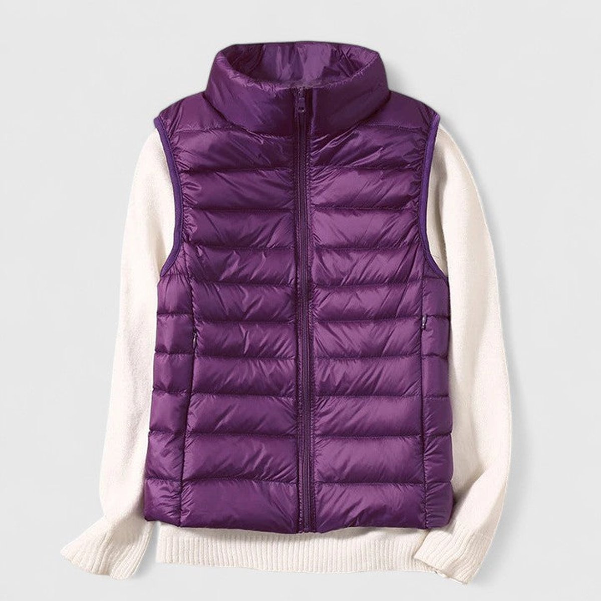 Women's Lightweight Quilted Sleeveless Puffer Vest - Purple
