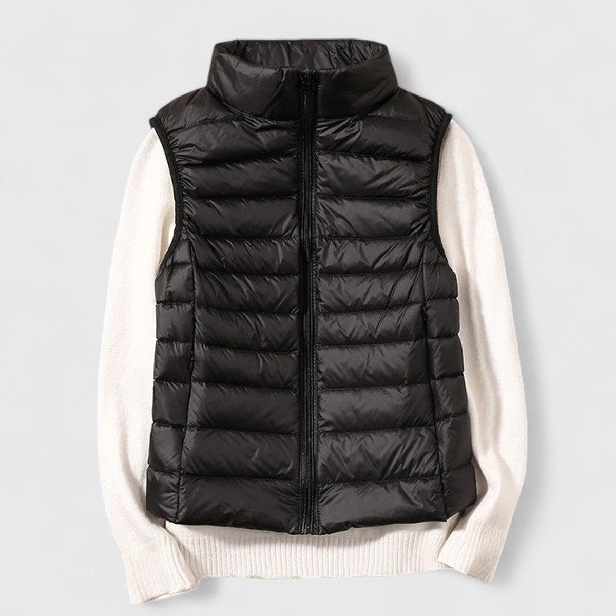 Women's Lightweight Quilted Sleeveless Puffer Vest - Black