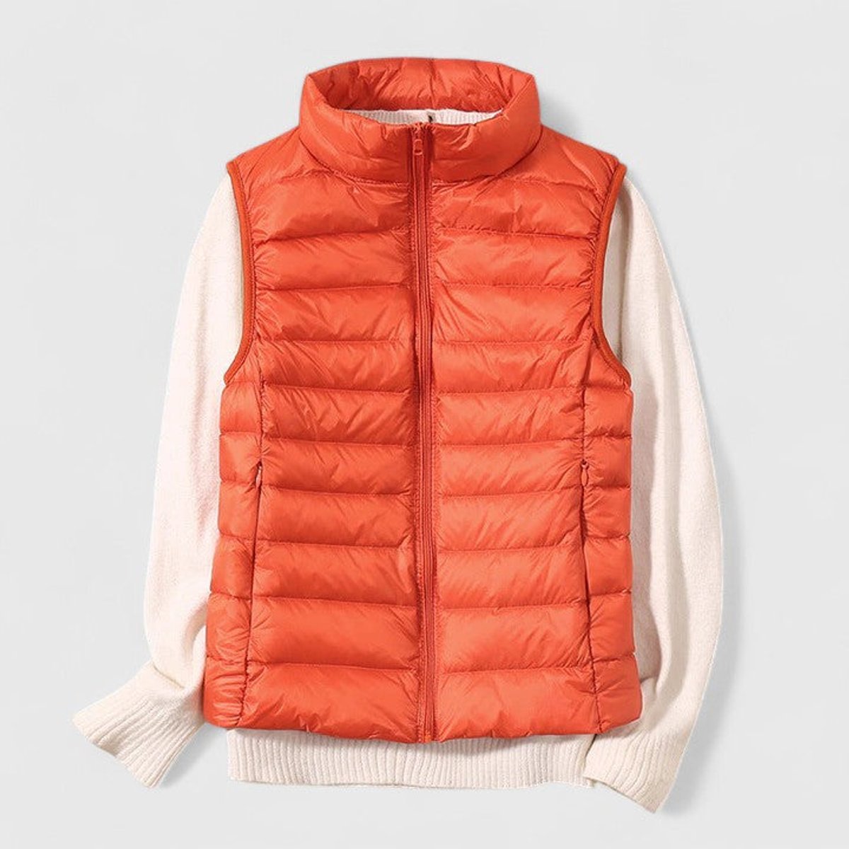 Women's Lightweight Quilted Sleeveless Puffer Vest - Orange