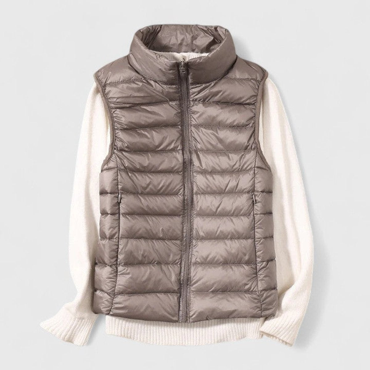 Women's Lightweight Quilted Sleeveless Puffer Vest - Khaki