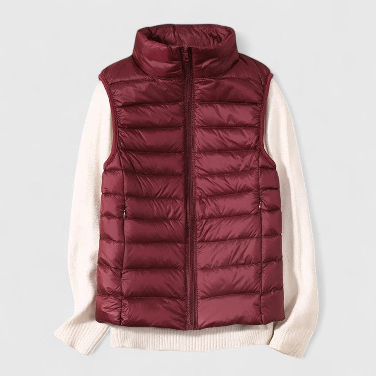 Women's Lightweight Quilted Sleeveless Puffer Vest - Burgundy