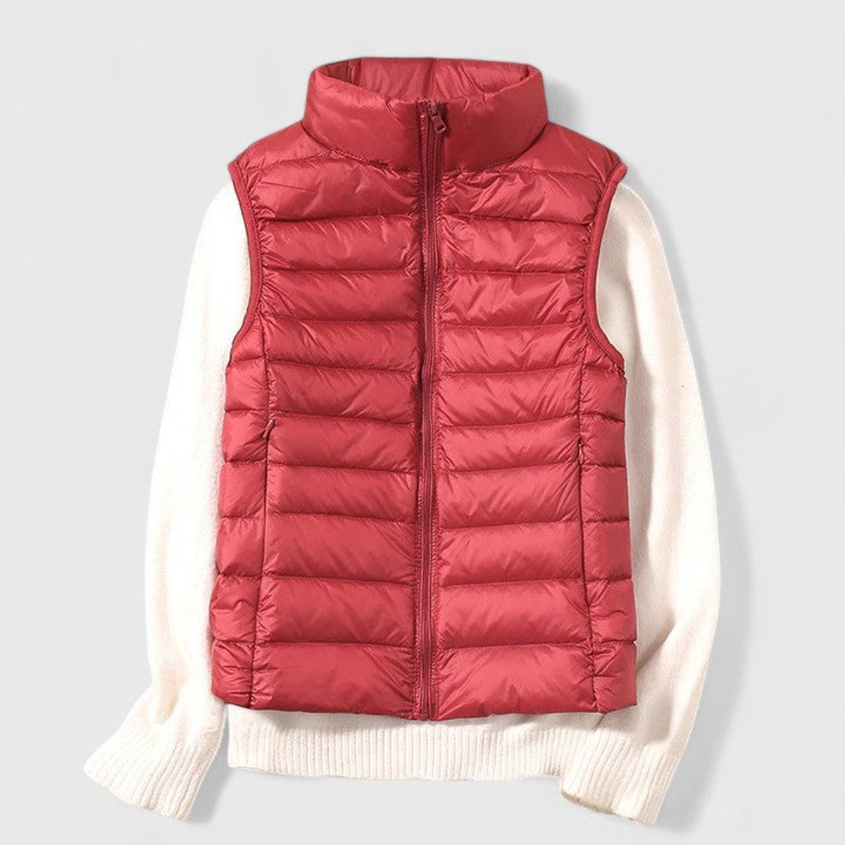 Women's Lightweight Quilted Sleeveless Puffer Vest - Red