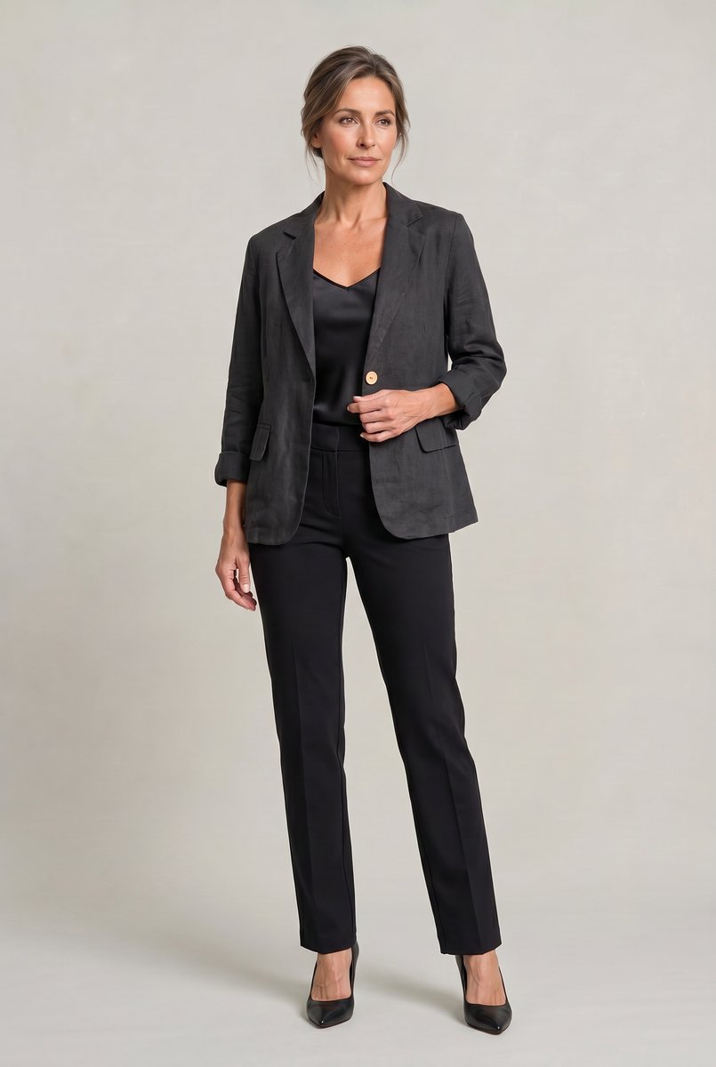 Women's Lightweight Single-Button Relaxed-Fit Summer Coat Blazer