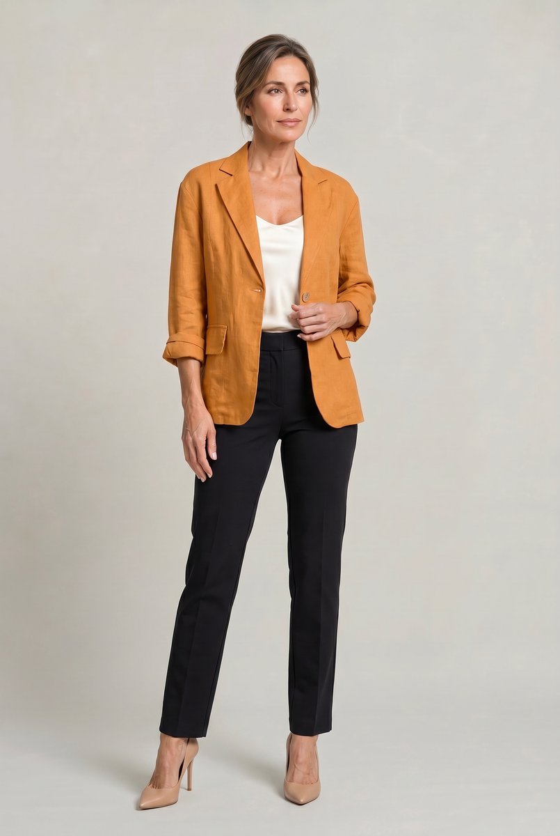 Women's Lightweight Single-Button Relaxed-Fit Summer Coat Blazer