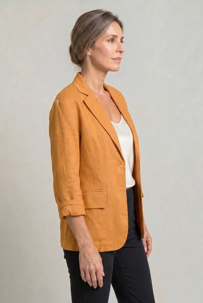 Women's Lightweight Single-Button Relaxed-Fit Summer Coat Blazer
