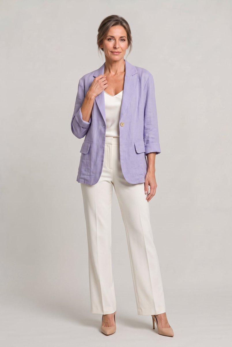 Women's Lightweight Single-Button Relaxed-Fit Summer Coat Blazer