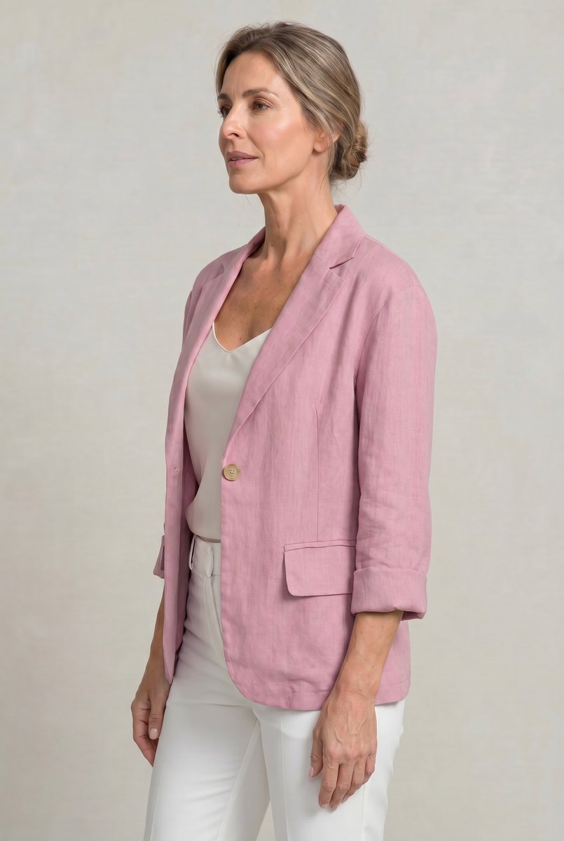 Women's Lightweight Single-Button Relaxed-Fit Summer Coat Blazer