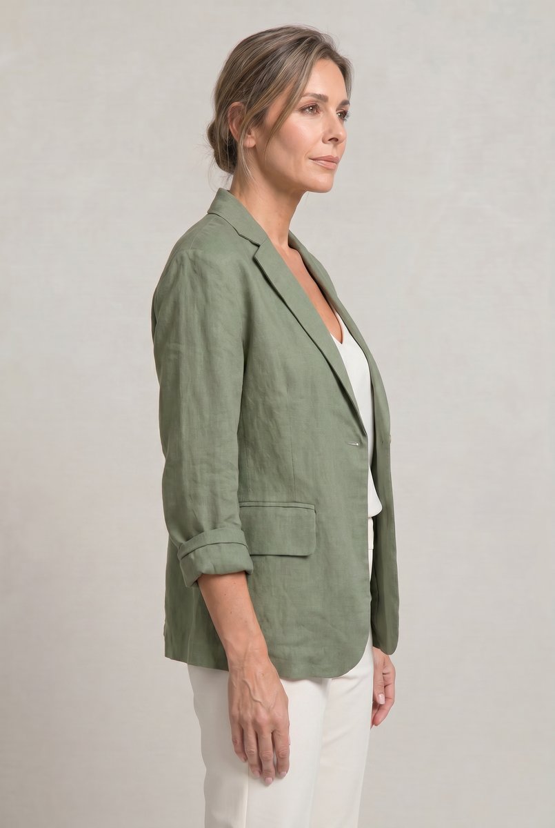 Women's Lightweight Single-Button Relaxed-Fit Summer Coat Blazer