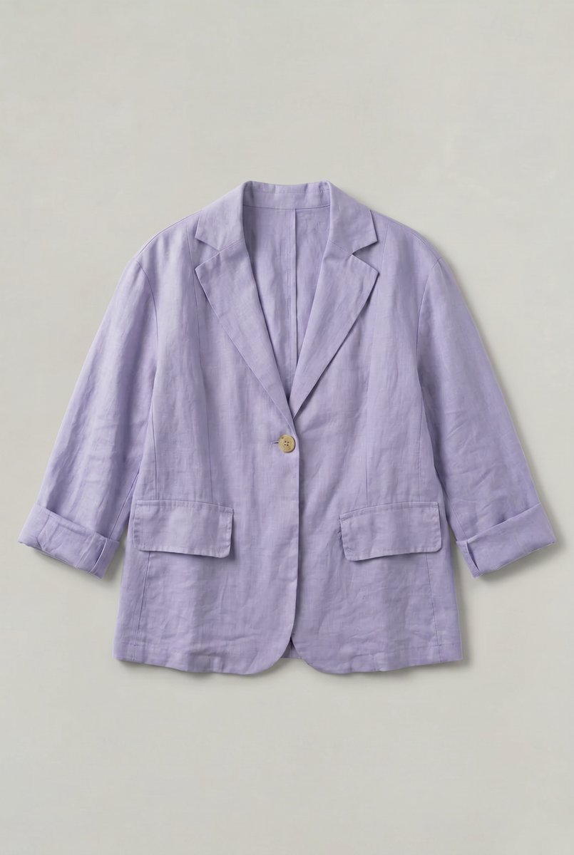 Women's Lightweight Single-Button Relaxed-Fit Summer Coat Blazer