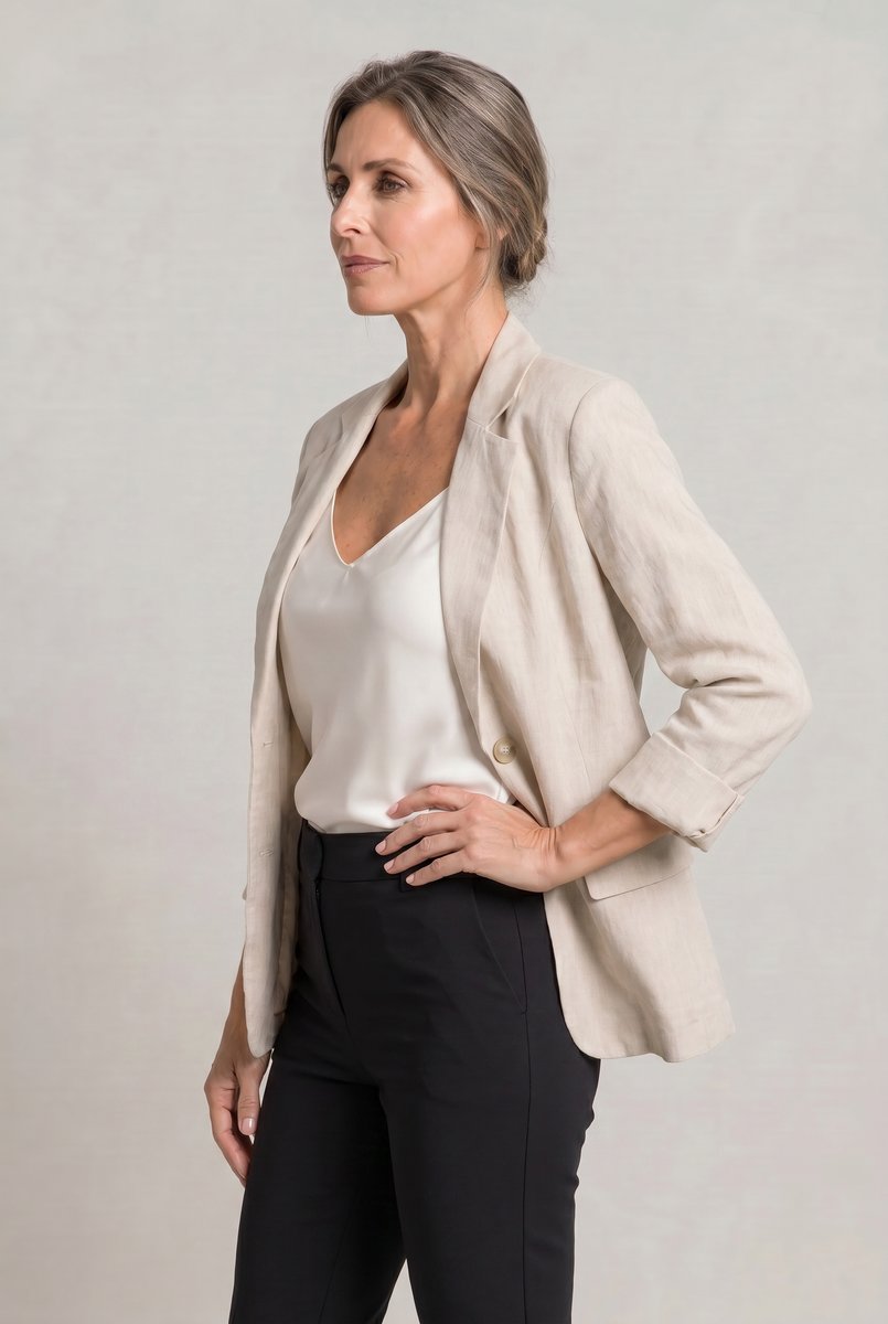 Women's Lightweight Single-Button Relaxed-Fit Summer Coat Blazer