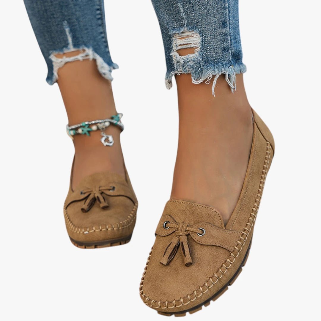 Women's Lightweight Tassel Slip-On Suede Loafers - Brun