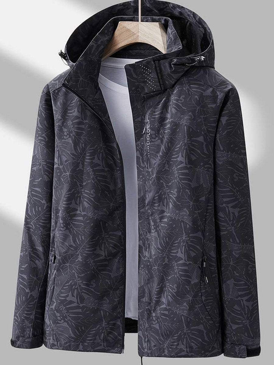 Women's Lightweight Waterproof Windproof Hooded Jacket - Black