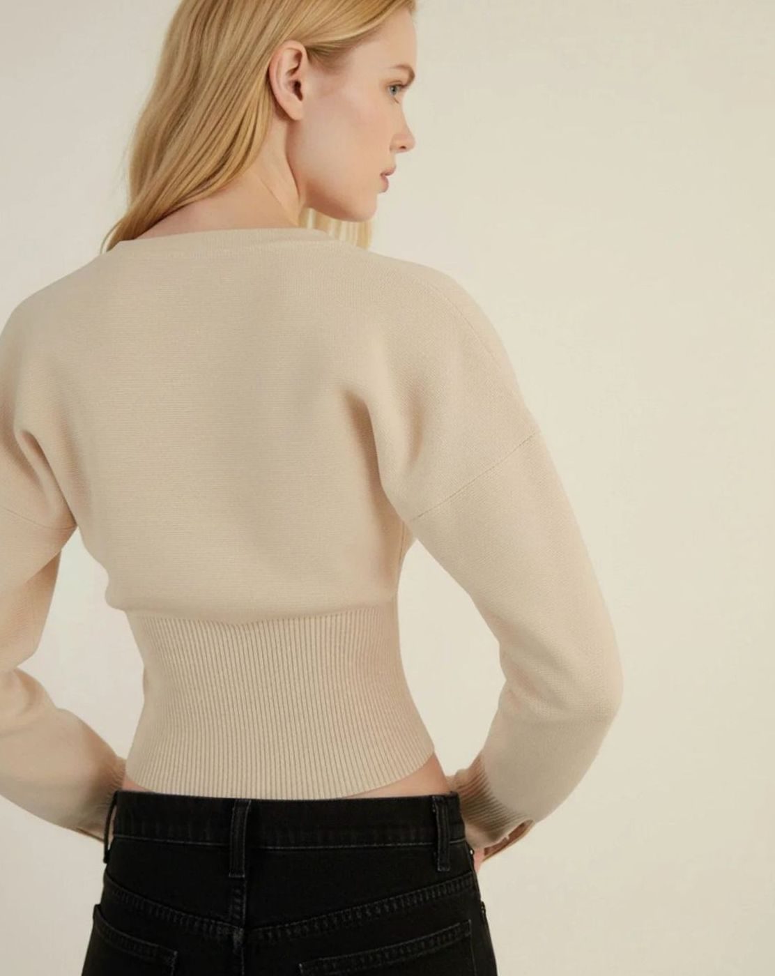 Women's Long Sleeve Cropped Cardigan Button-Front Ribbed Knit