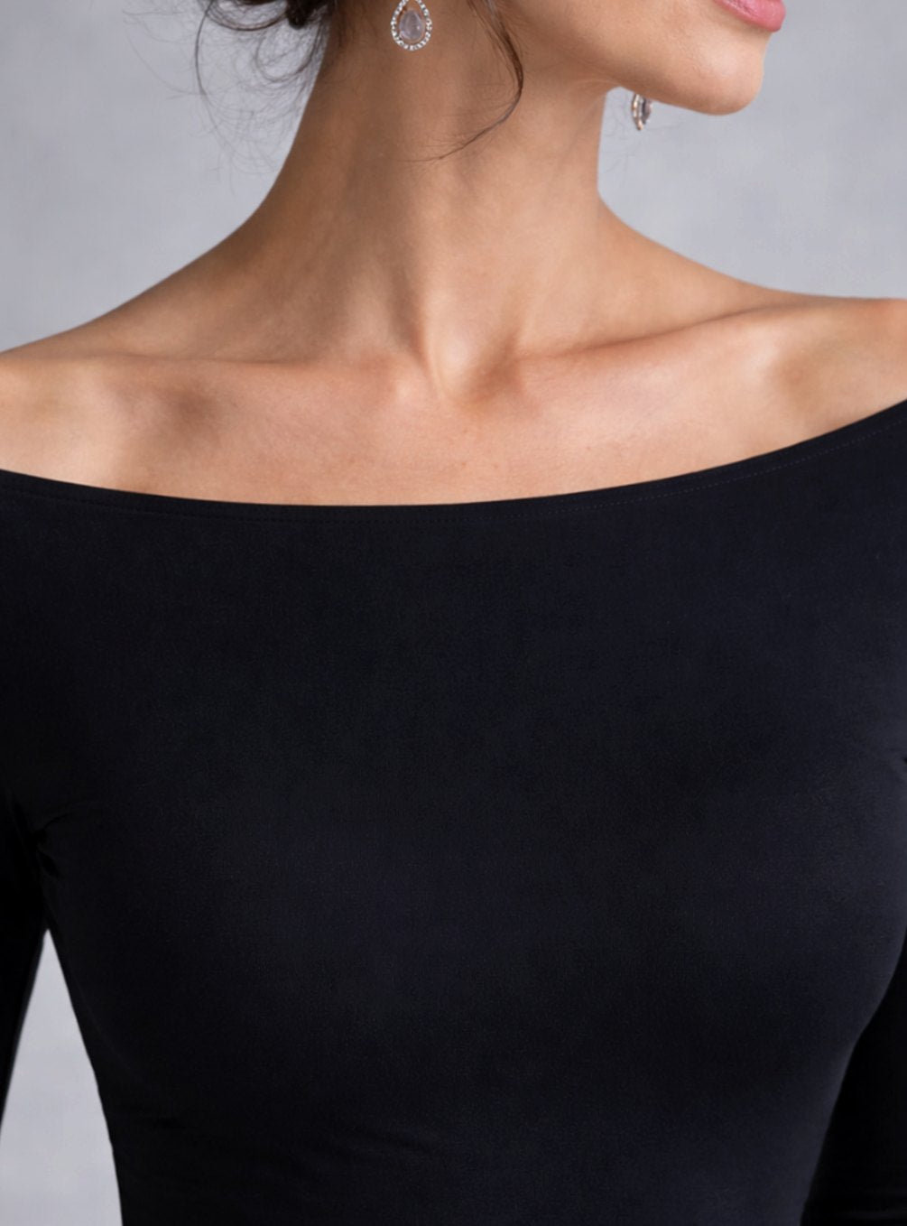 Women's Long Sleeve Draped Boat-Neck Maxi Dress