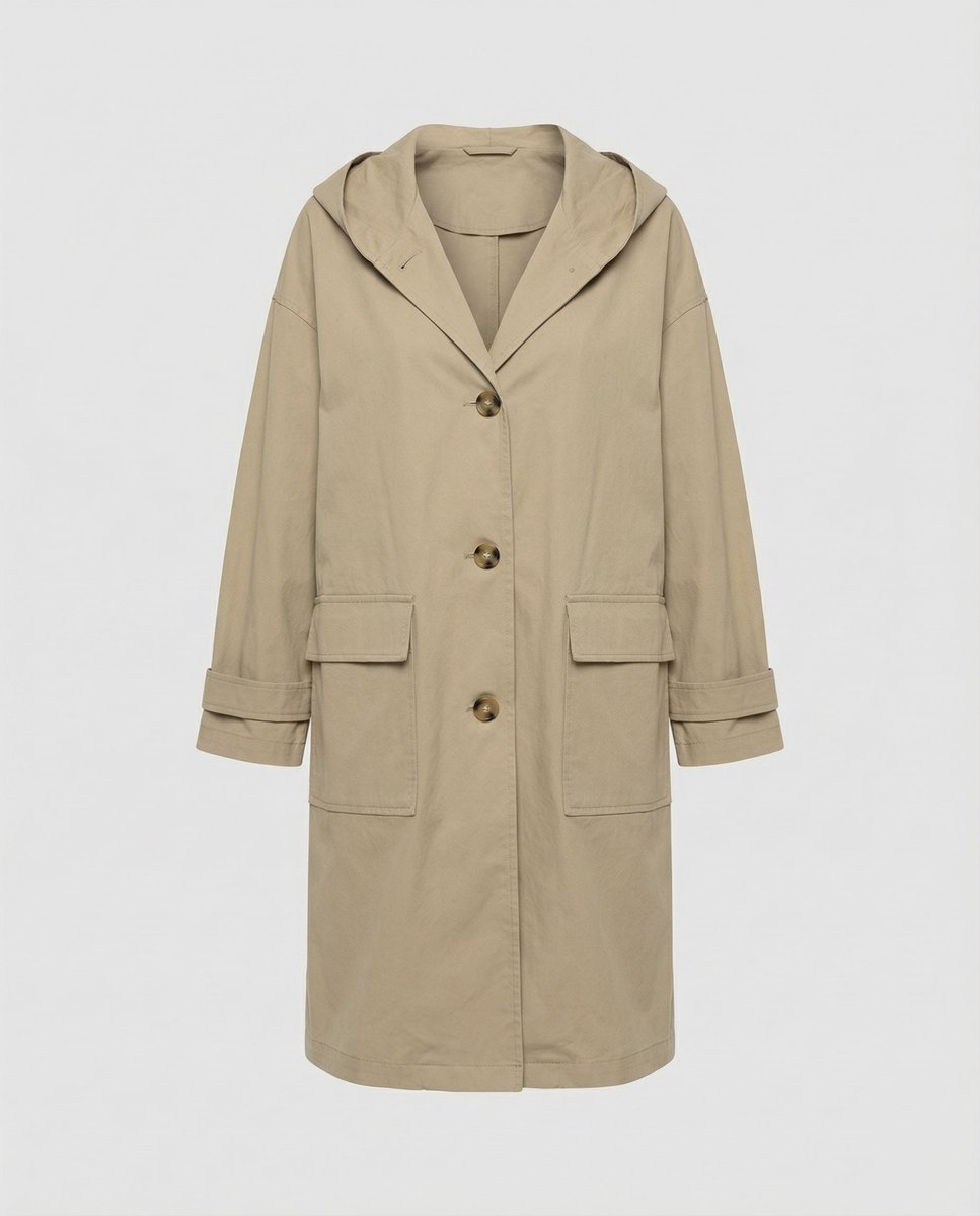 Women's Longline Hooded Waterproof Windproof Trench Coat