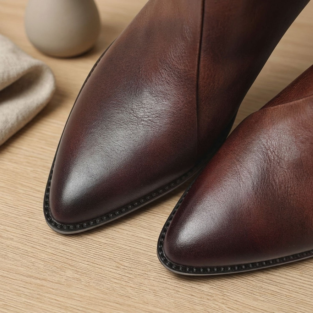 Women's Luxury Pointed-Toe Block-Heel Ankle Boots