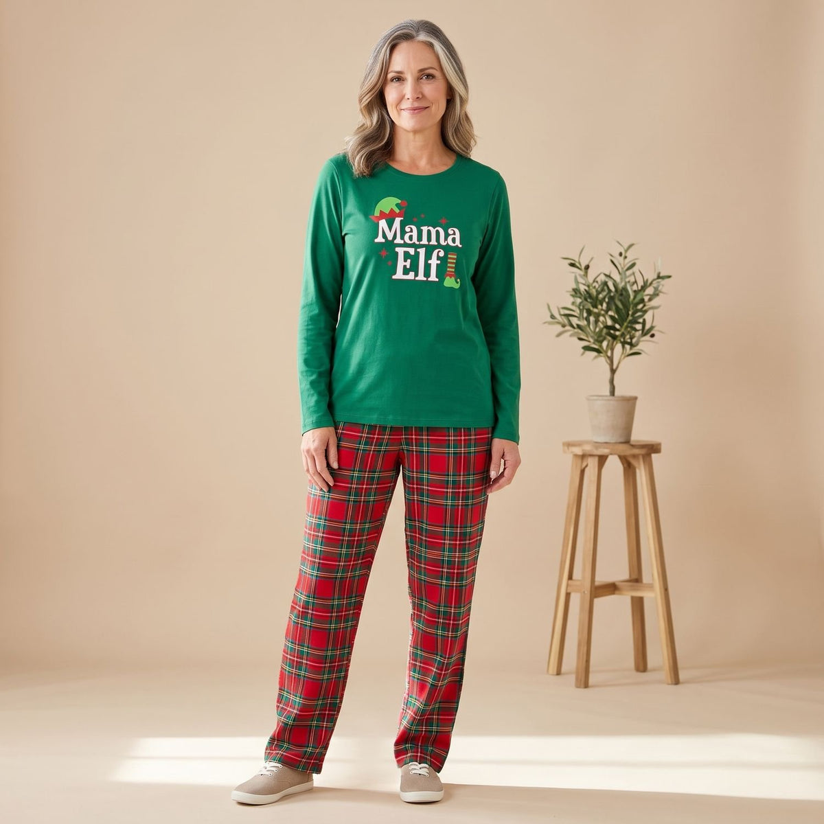 Women's Matching Family Christmas Elf Pyjama Set