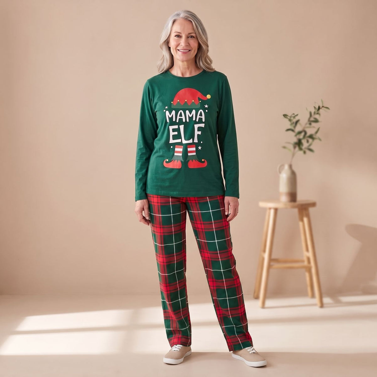 Women's Matching Family Christmas Elf Pyjama Set