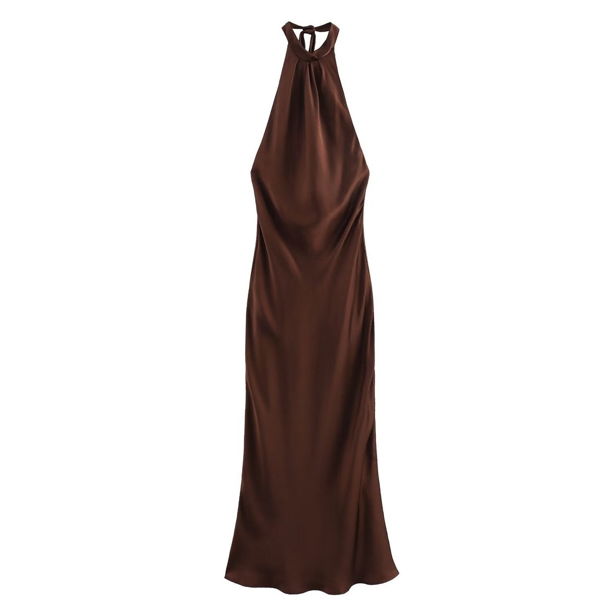 Womens Maxi Dress Halter Neck Satin Slip Backless Gown