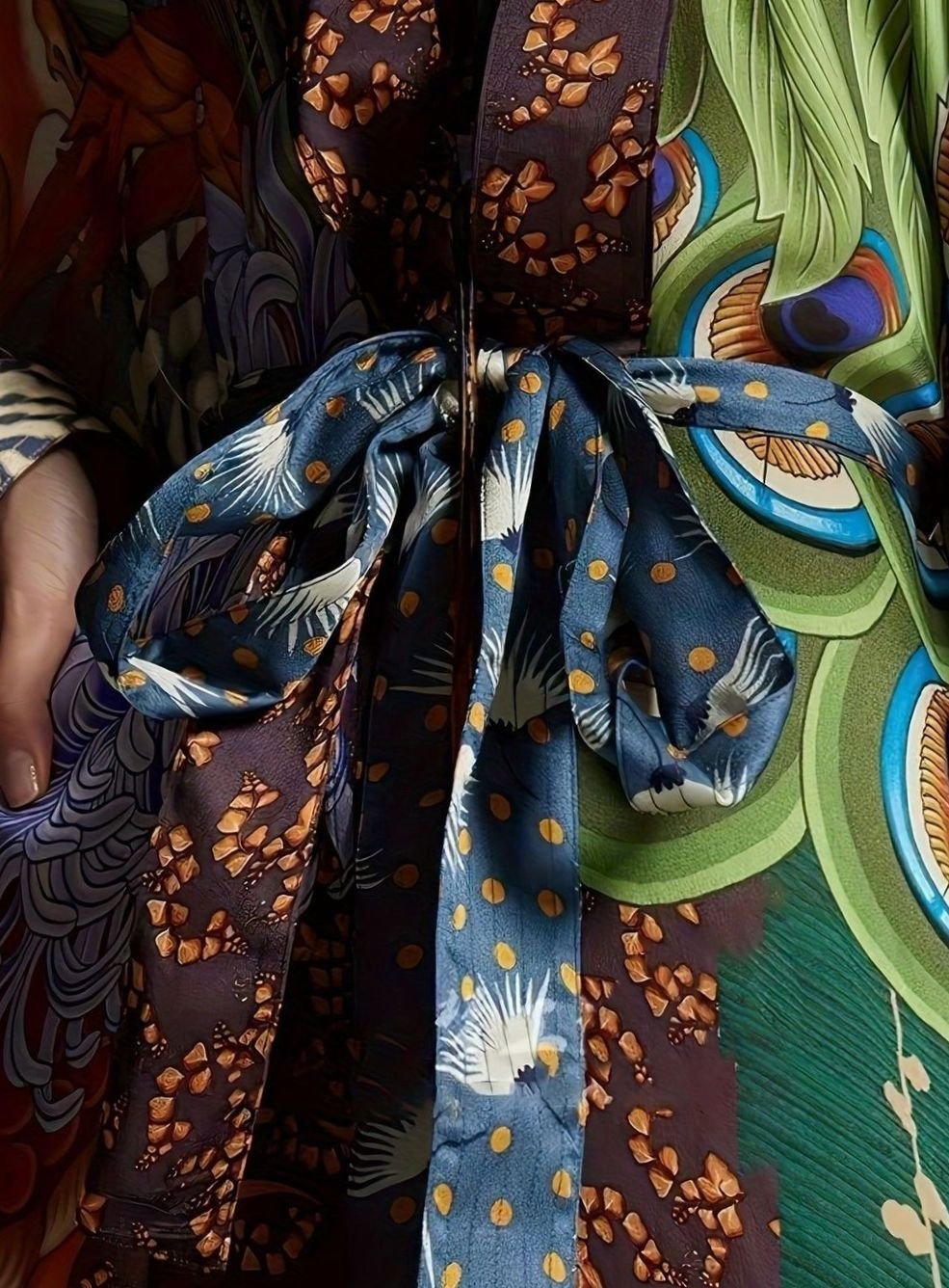 Women's Maxi Kimono Kaftan Batwing Oriental Collage Print