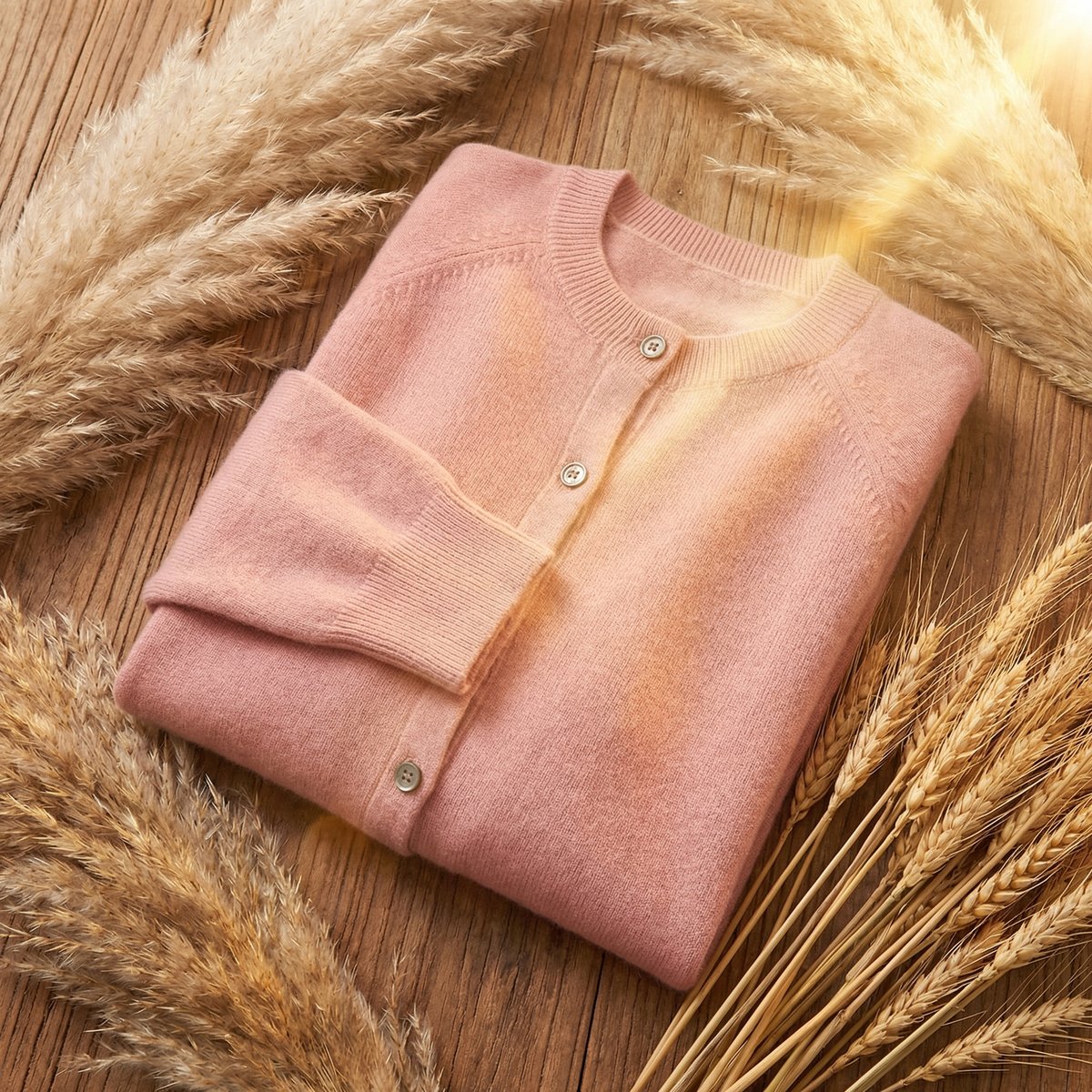Women's Merino Wool Long Sleeve Cardigan Jumper - Pink