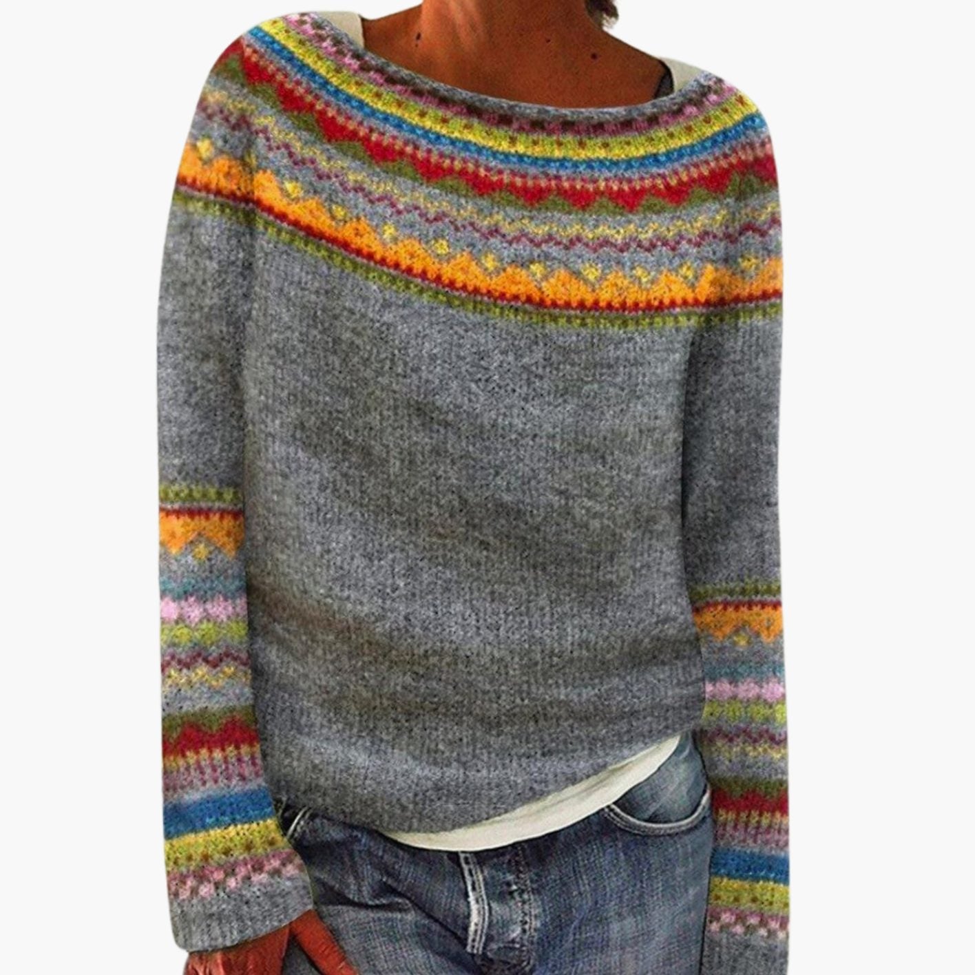 Women's Merino Wool Sweater Fair Isle Knit Pullover Jumper