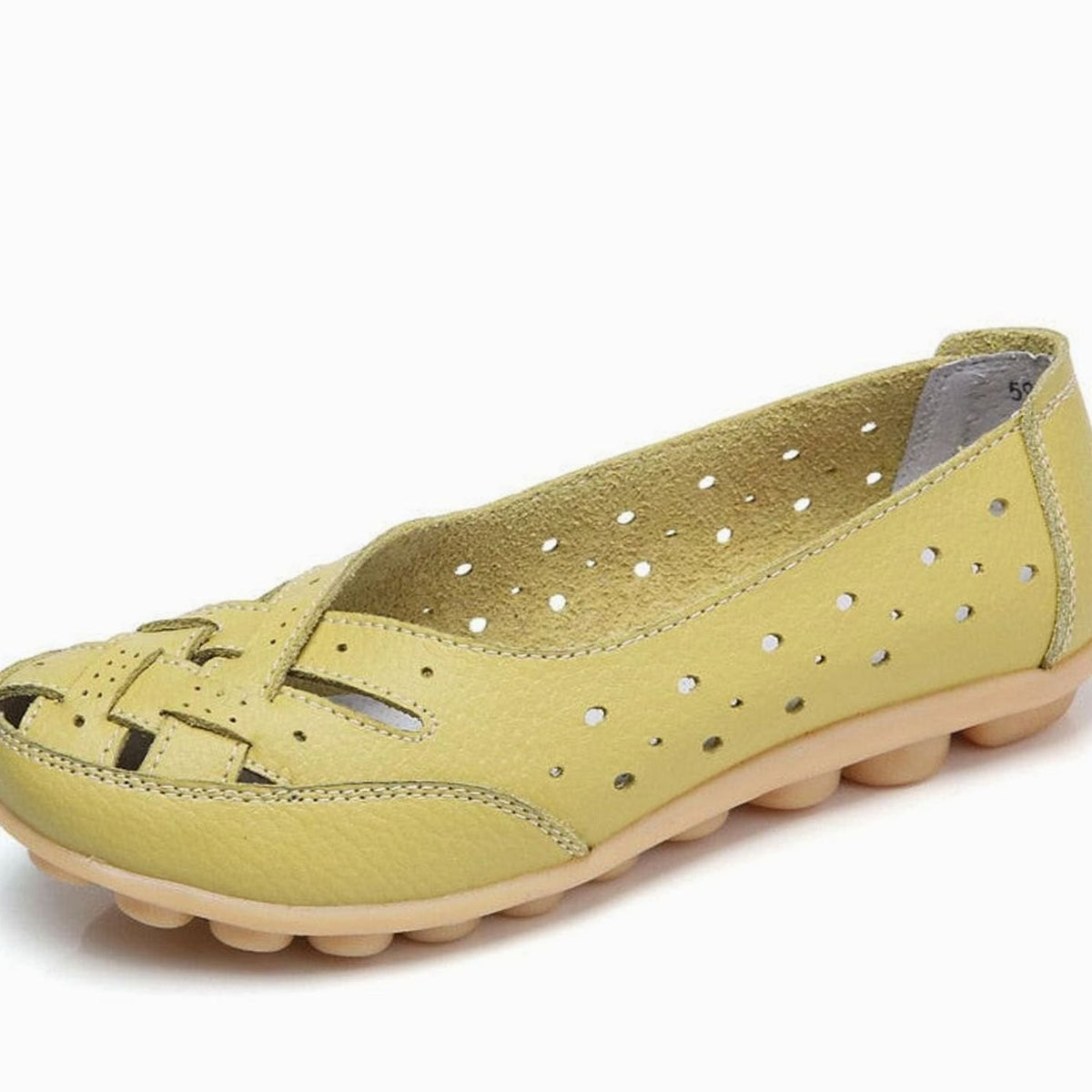 Women's Microfibre Leather Cut-Out Slip-On Flat Loafers