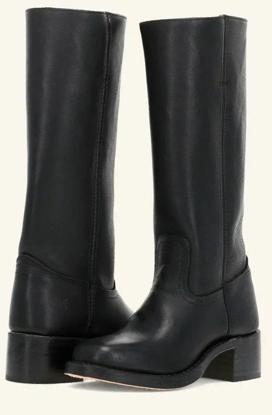 Women's Mid-Calf Stacked-Heel Slip-On Classic Western Boots - Black