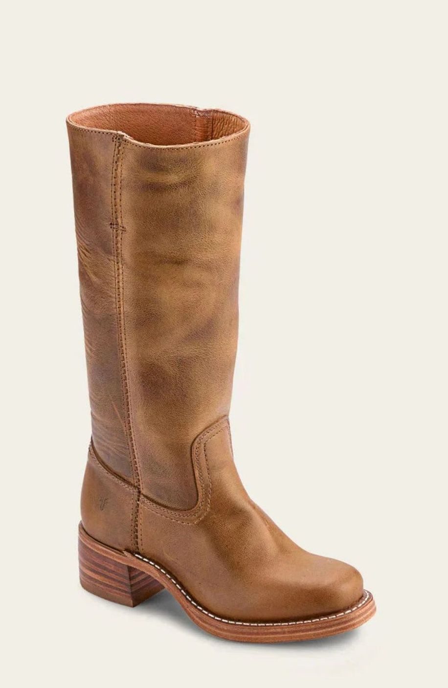 Women's Mid-Calf Stacked-Heel Slip-On Classic Western Boots