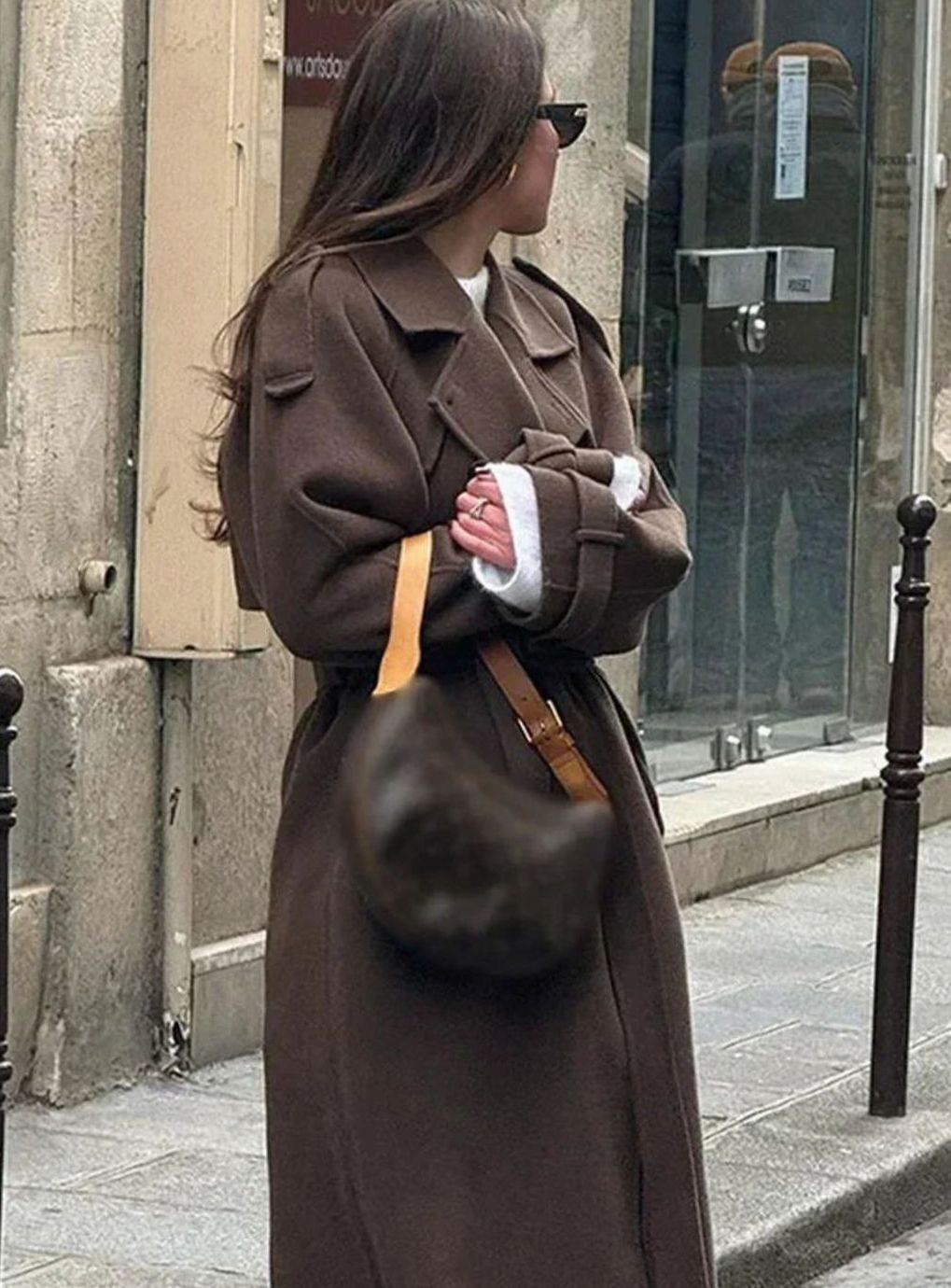 Women's Mid-Length Belted Wool-Look Button-Up Coat